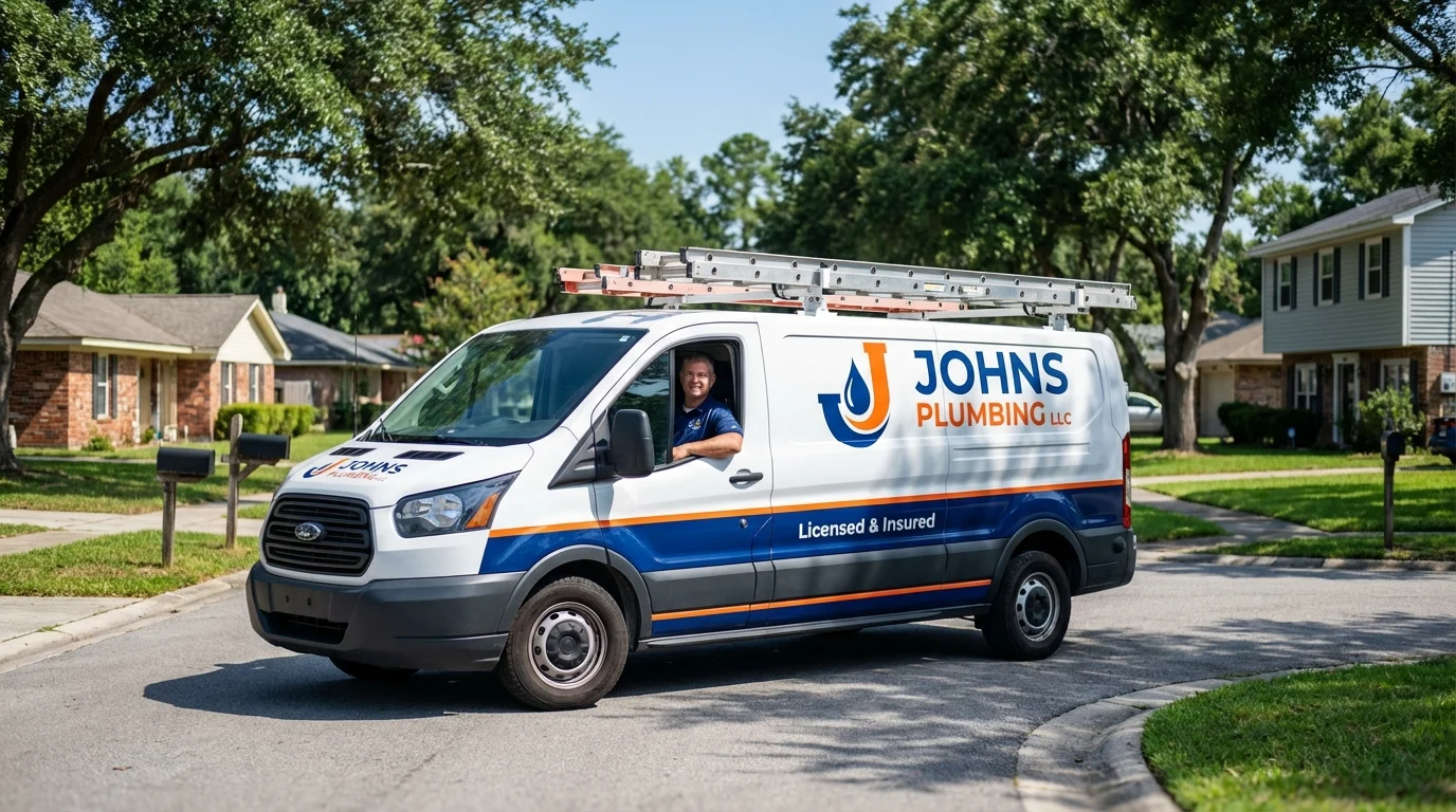 Johns Plumbing LLC service van in Valatie, NY