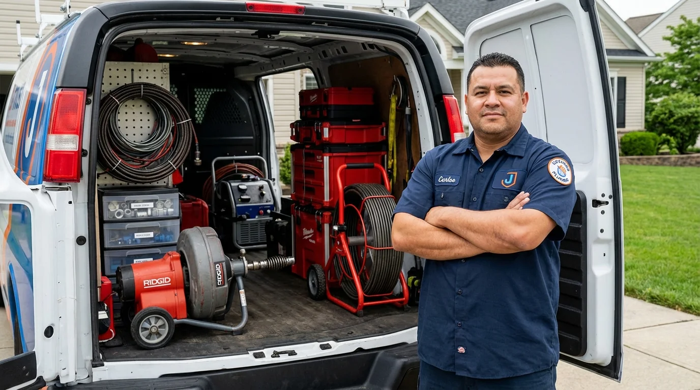 Professional drain cleaning equipment and Johns Plumbing LLC plumber in Valatie