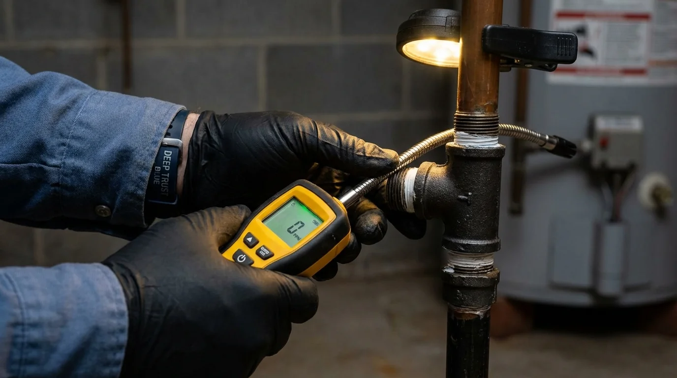 Gas leak detection with electronic sniffer by Johns Plumbing LLC in Valatie